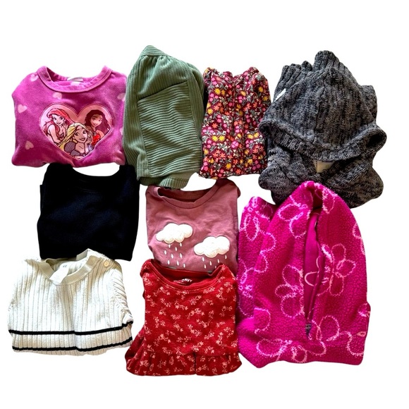 Bundle 2T Set 9PC Toddler Girl Fall Winter Dresses Long Sleeve Tops Sweatshirt - Picture 1 of 11